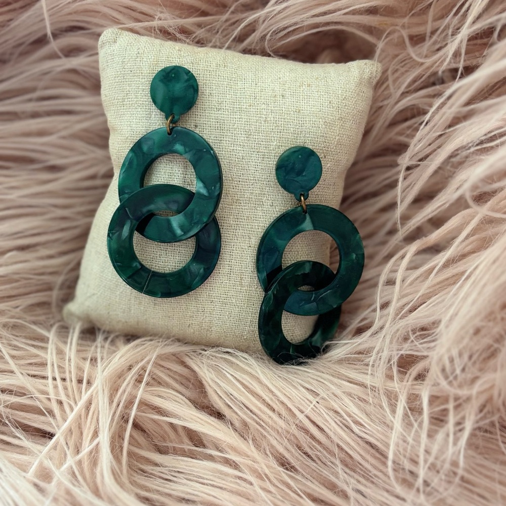 Green Hoop Earrings